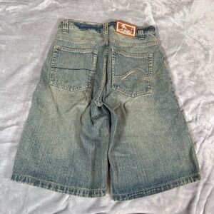Vintage Drunknmunky Denim Shorts Mens 30 12.5” Light Wash Distressed Skater Y2K